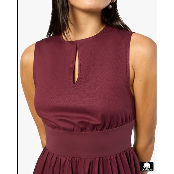 NEW WeWoreWhat Revolve Cotton Keyhole Midi Dress Sleeveless Eggplant Burgundy‎ S - Picture 1 of 10